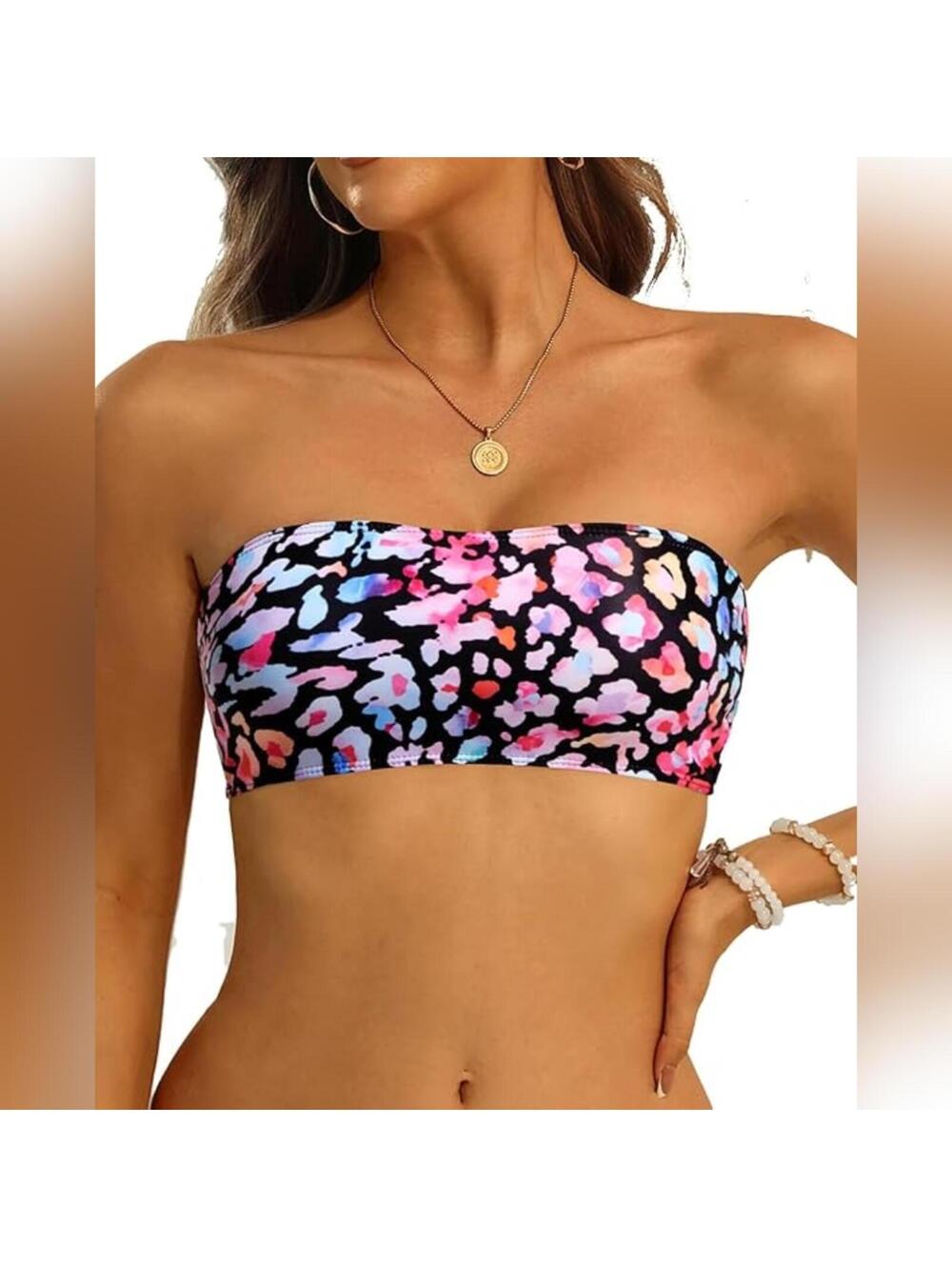 NWT Aqua Eve Strapless or Strap Bandeau Tube Bikini Swimsuit Top Only, XL